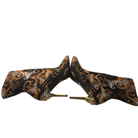 Versace Jeans Couture Scarlett ankle boots black and gold baroque print size 40 - Picture 8 of 12